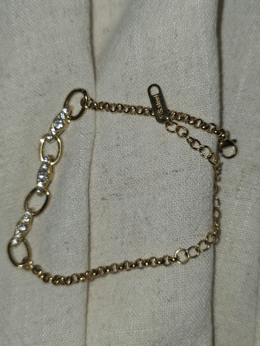 Gold Crystal Link Bracelet - Stainless Steel